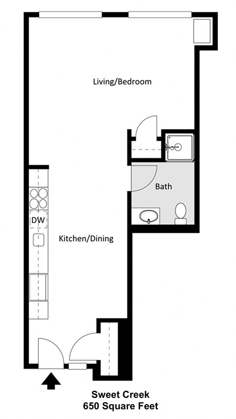 a floor plan of a house with a bedroom and a living room